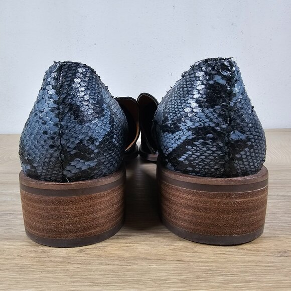 Lucky Brand Womens Garny Loafer Shoes Leather Bluestone Snakeskin Pattern 9M - Picture 5 of 9
